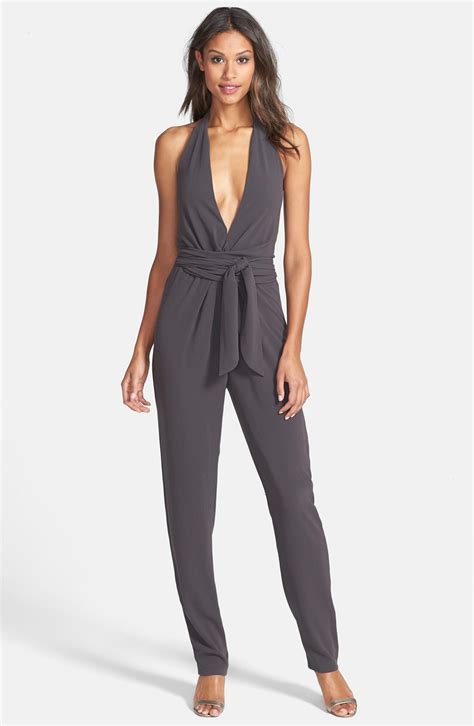 halston heritage black celine jumpsuit|Halston heritage halter dress.